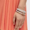 Bracciale rigido Twist in pelle di vitello Soft White