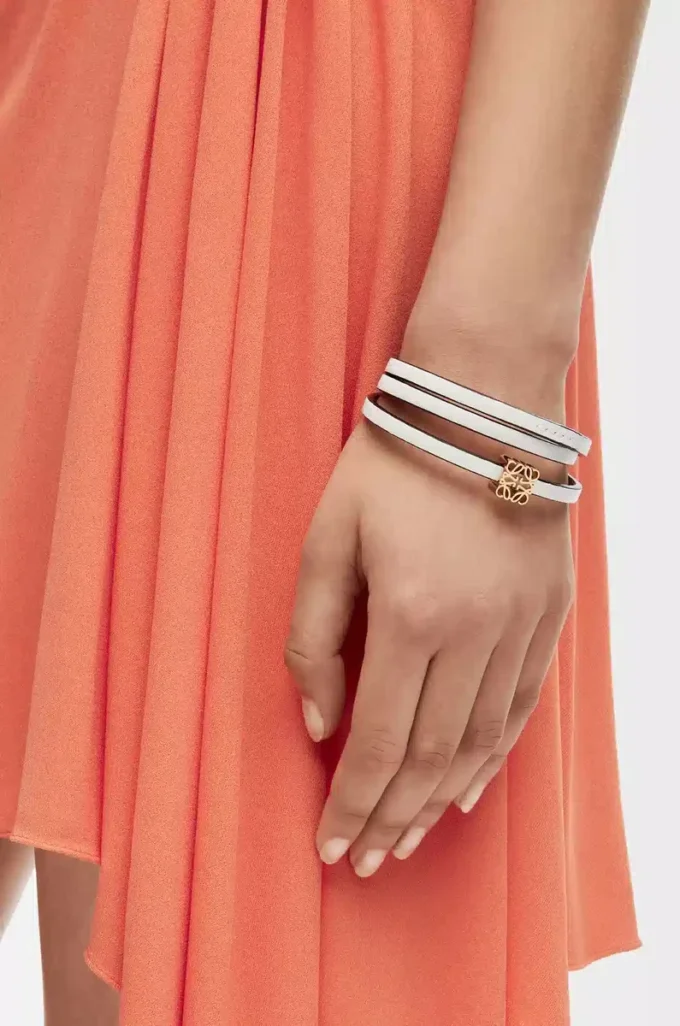 Bracciale rigido Twist in pelle di vitello Soft White