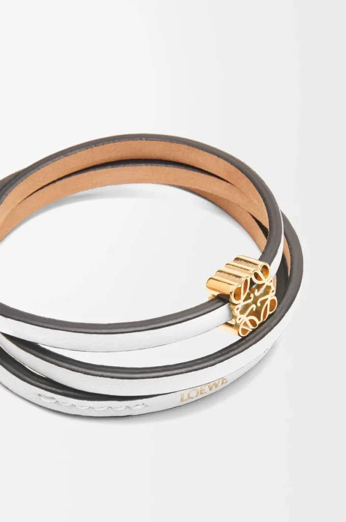 Bracciale rigido Twist in pelle di vitello Soft White