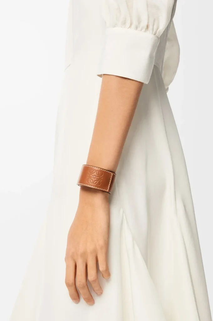 Bracciale slap in pelle di vitello marrone chiaro