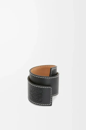 Bracciale slap in pelle di vitello nera Bracciale slap in pelle di vitello nera