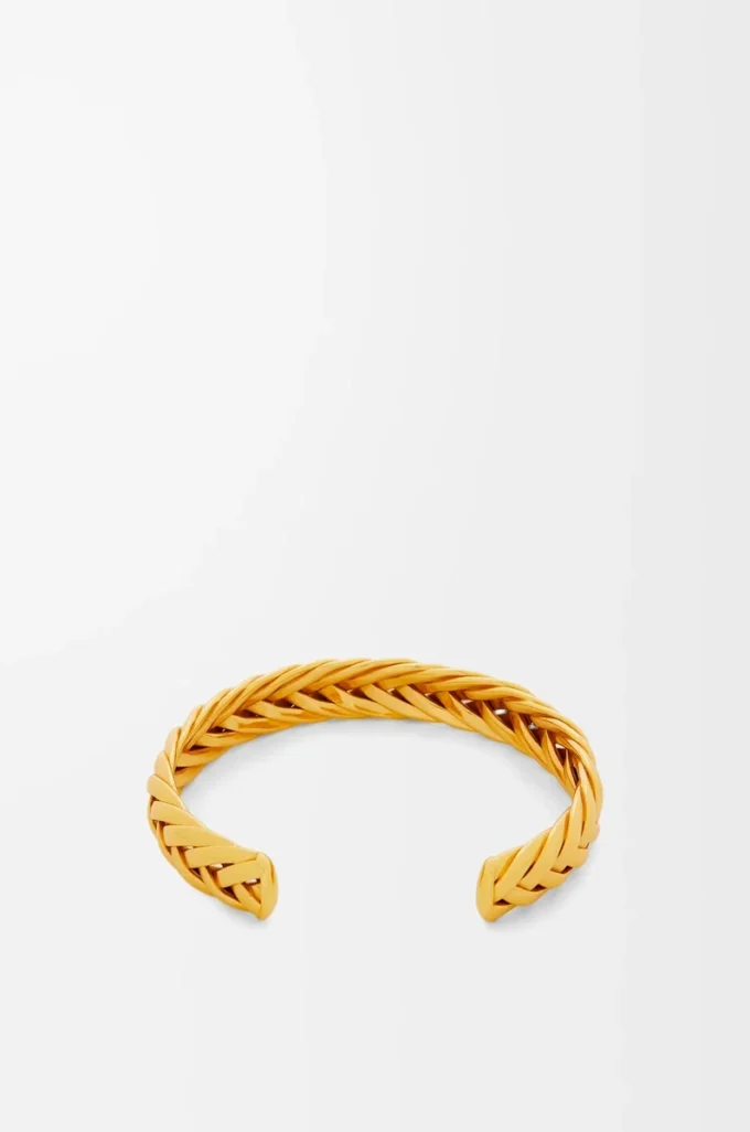 Bracciale sottile intrecciato in argento sterling Oro Bracciale sottile intrecciato in argento sterling Oro