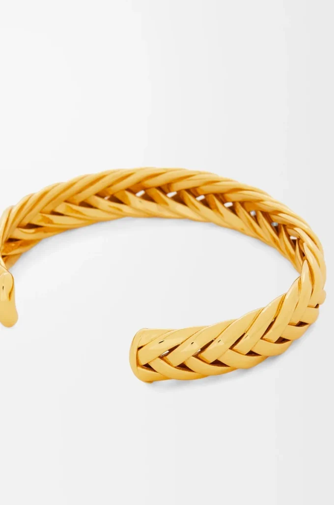 Bracciale sottile intrecciato in argento sterling Oro Bracciale sottile intrecciato in argento sterling Oro