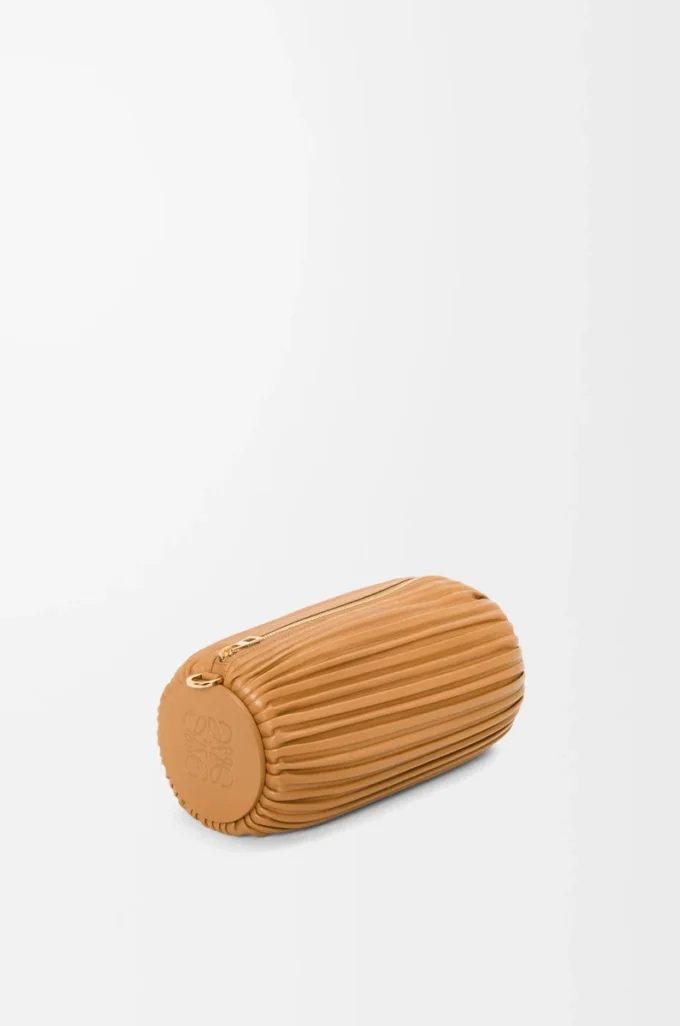 Bracelet Pouch in pelle di agnello nappa plissettata Warm Desert