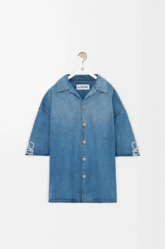 Camicia a maniche corte Anagram in denim Denim lavato