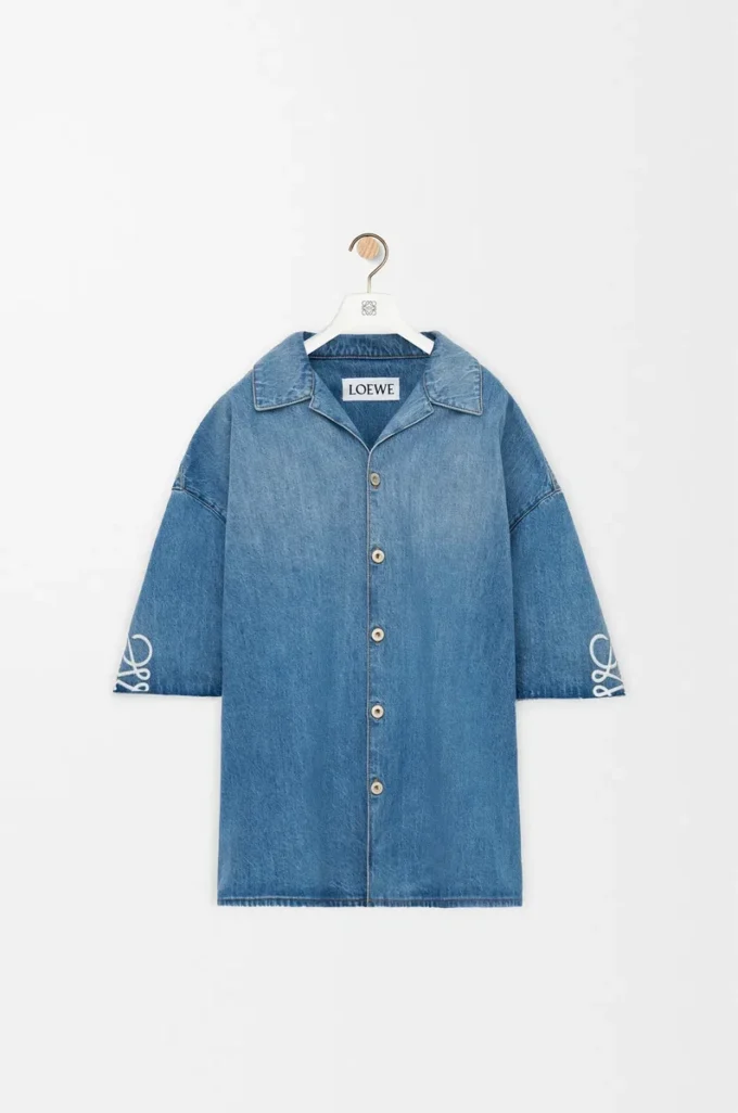Camicia a maniche corte Anagram in denim Denim lavato