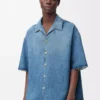 Camicia a maniche corte Anagram in denim Denim lavato