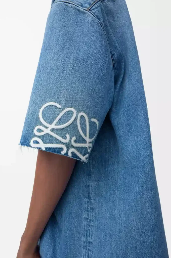 Camicia a maniche corte Anagram in denim Denim lavato