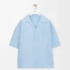 Camicia a maniche corte in cotone azzurro
