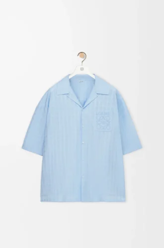 Camicia a maniche corte in cotone azzurro