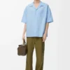 Camicia a maniche corte in cotone azzurro