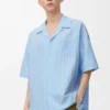 Camicia a maniche corte in cotone azzurro
