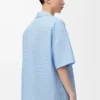Camicia a maniche corte in cotone azzurro