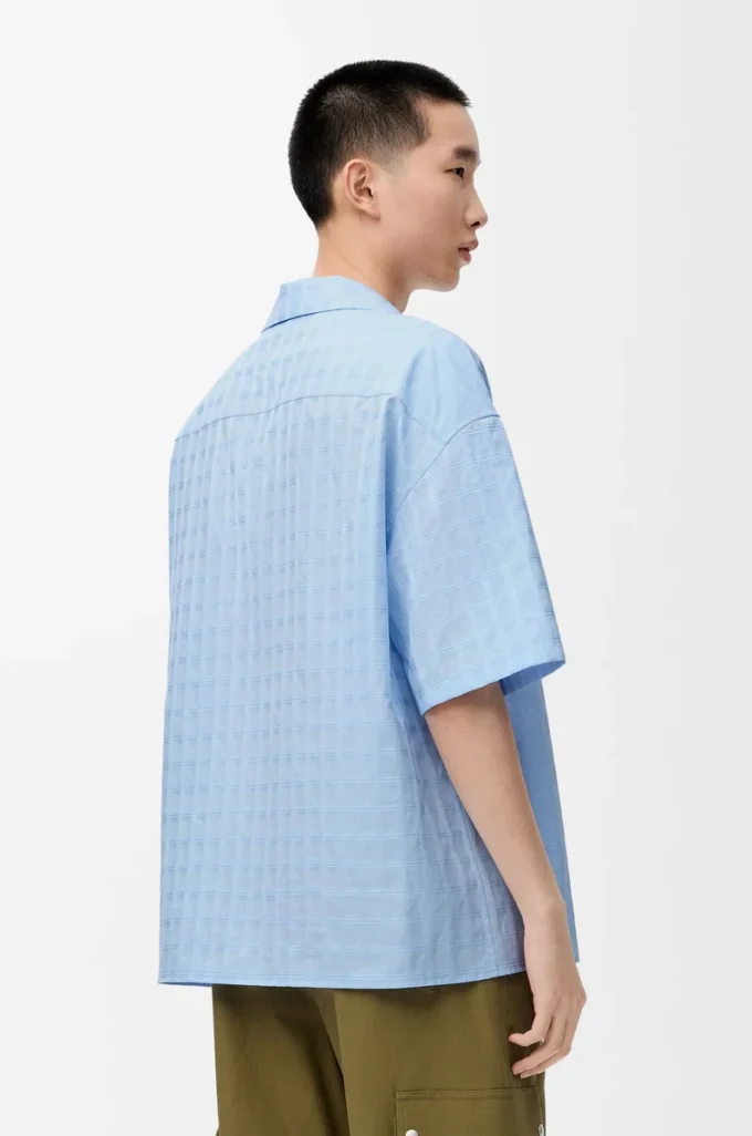 Camicia a maniche corte in cotone azzurro