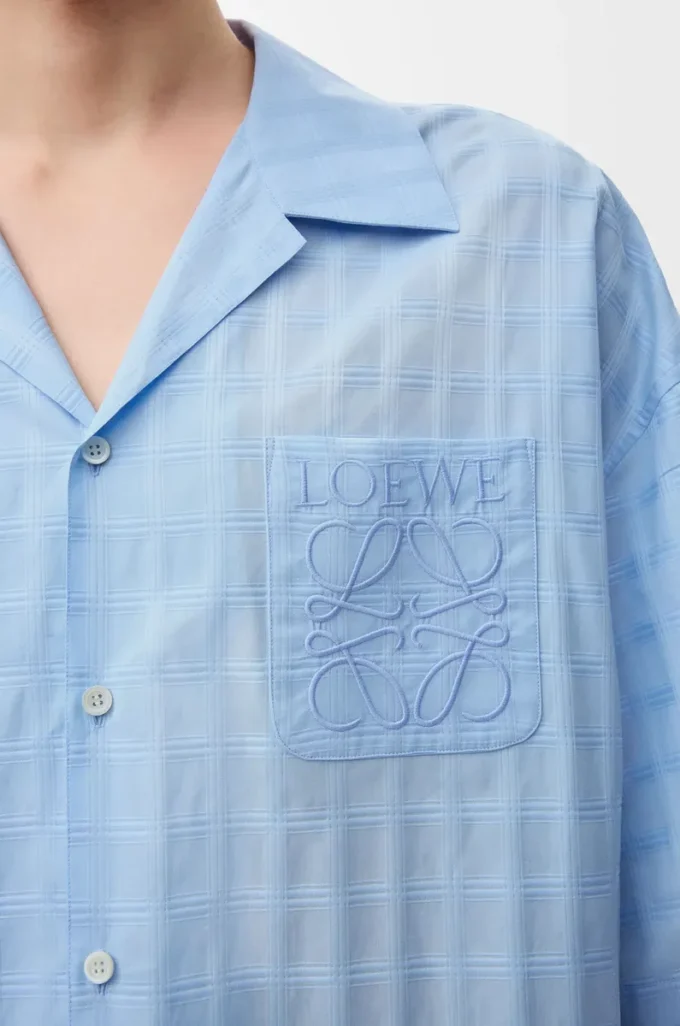 Camicia a maniche corte in cotone azzurro