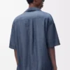 Camicia a maniche corte in cotone blu lavato