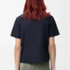 Camicia a maniche corte in cotone blu navy scuro