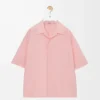 Camicia a maniche corte in lana Corallo