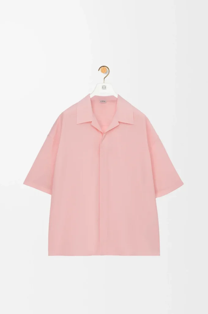 Camicia a maniche corte in lana Corallo