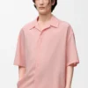 Camicia a maniche corte in lana Corallo