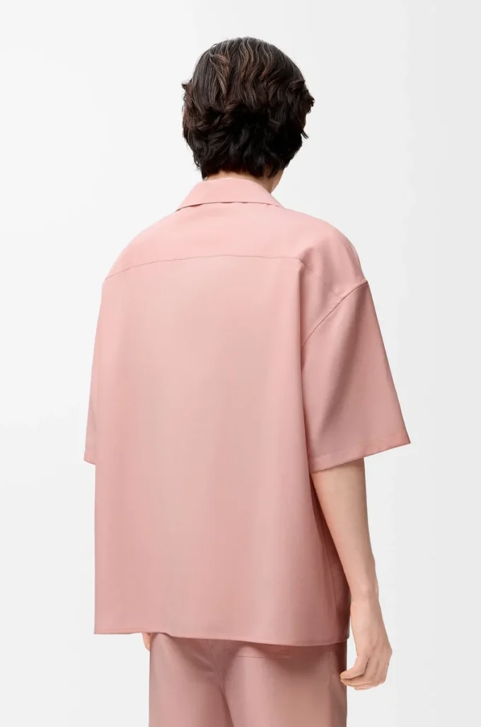 Camicia a maniche corte in lana Corallo