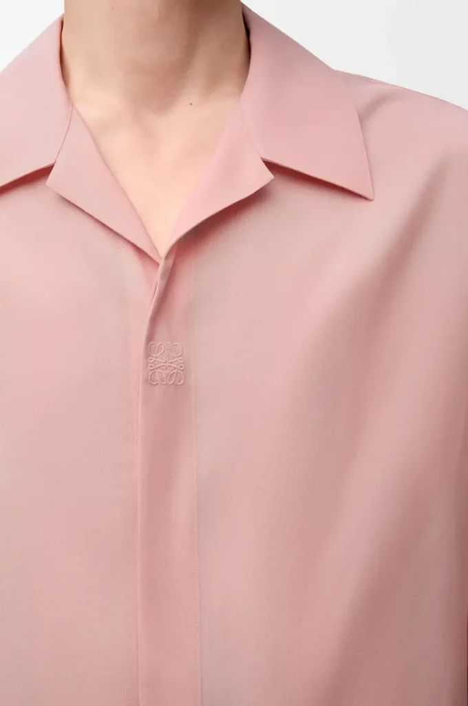 Camicia a maniche corte in lana Corallo