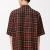 Camicia a maniche corte in misto lana Arancione/Nero