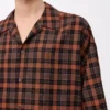 Camicia a maniche corte in misto lana Arancione/Nero
