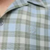 Camicia a maniche corte in misto lana azzurro/bianco