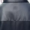 Camicia a maniche corte in nappa di agnello blu scuro