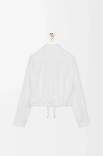 Camicia a palloncino in seta bianca
