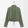Camicia a palloncino in seta verde kaki