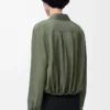 Camicia a palloncino in seta verde kaki