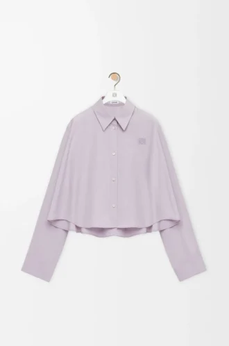 Camicia a trapezio in cotone lilla