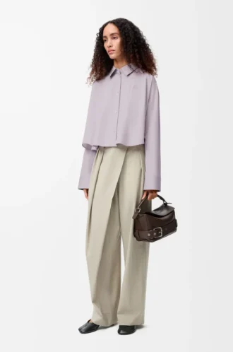 Camicia a trapezio in cotone lilla