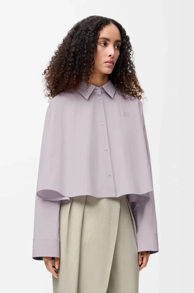 Camicia a trapezio in cotone lilla Camicia a trapezio in cotone lilla