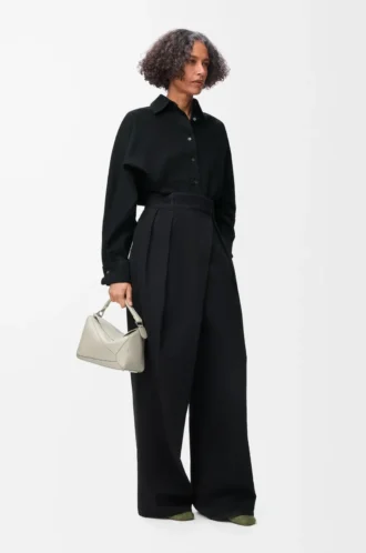 Camicia avvolgente in denim Nero