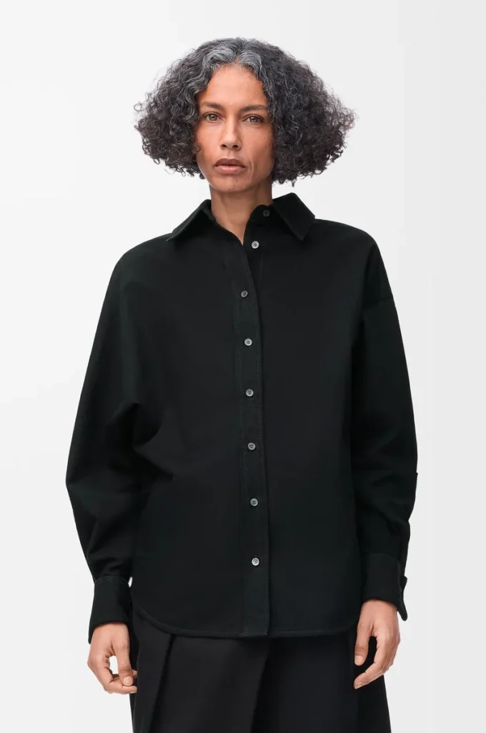Camicia avvolgente in denim Nero Camicia avvolgente in denim Nero