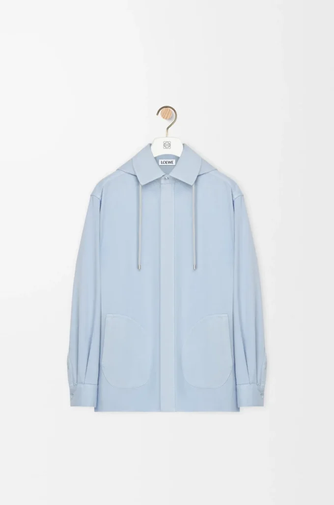 Camicia con cappuccio in cotone azzurro