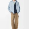 Camicia con cappuccio in cotone azzurro