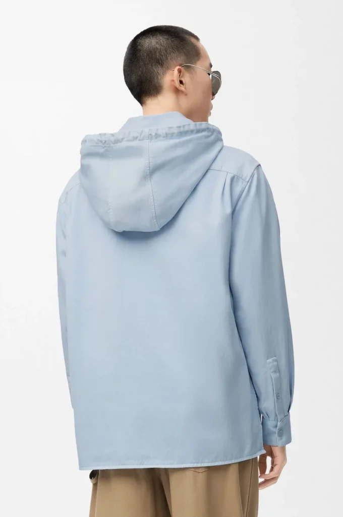 Camicia con cappuccio in cotone azzurro