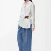 Camicia drappeggiata in cotone bianco Camicia drappeggiata in cotone bianco