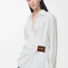 Camicia drappeggiata in cotone bianco Camicia drappeggiata in cotone bianco