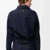 Camicia drappeggiata in denim blu indaco Camicia drappeggiata in denim blu indaco
