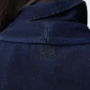 Camicia drappeggiata in denim blu indaco scuro Camicia drappeggiata in denim blu indaco scuro