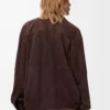 Camicia drappeggiata in pelle scamosciata di capra marrone Camicia drappeggiata in pelle scamosciata di capra marrone