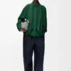 Camicia drappeggiata in seta Verde scuro Camicia drappeggiata in seta Verde scuro