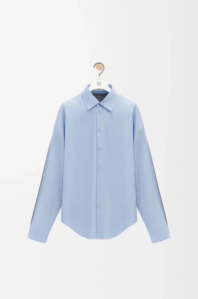 Camicia ibrida in cotone e lana Azzurro/Grigio