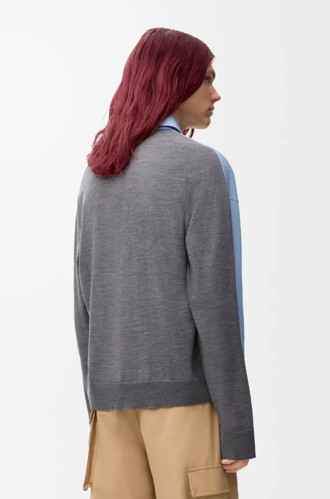 Camicia ibrida in cotone e lana Azzurro/Grigio