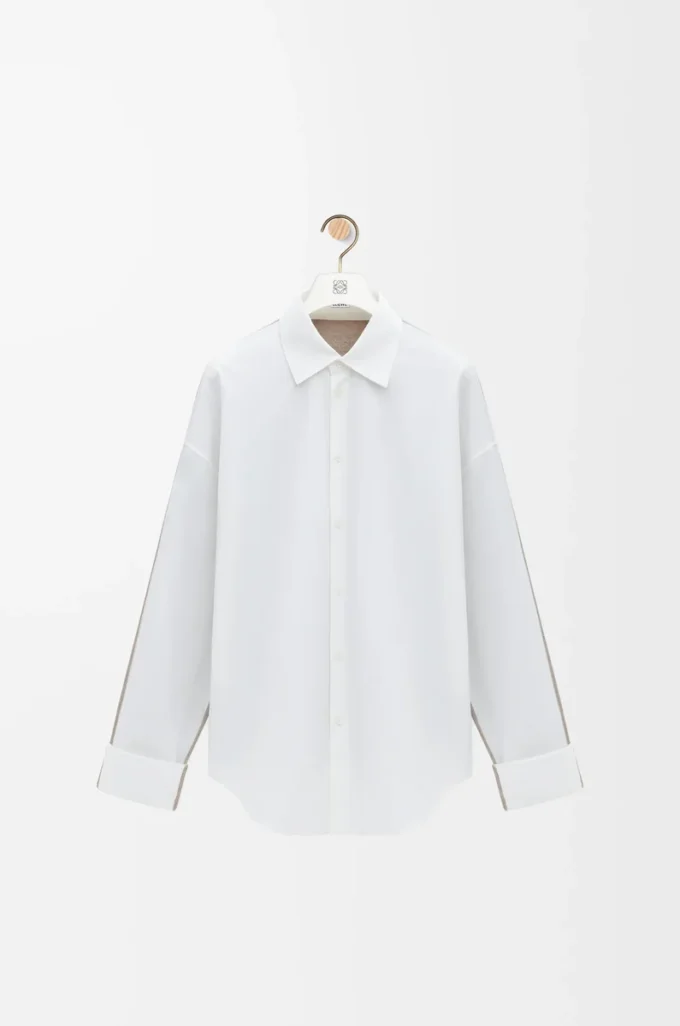 Camicia ibrida in cotone e lana Bianco/Beige